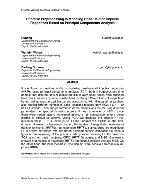Effective Preprocessing in Modeling Head-Related Impulse Responses Based on P...