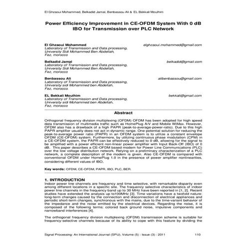 Power Efficiency Improvement in CE-OFDM System With 0 dB IBO for Transmission...