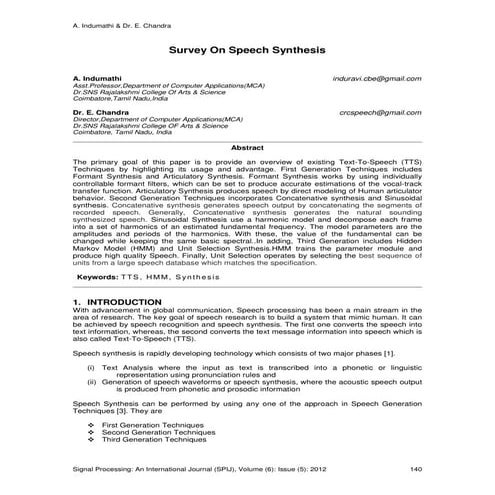 Survey On Speech Synthesis