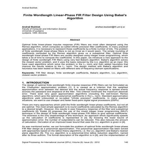 Finite Wordlength Linear-Phase FIR Filter Design Using Babai's Algorithm