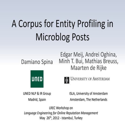 A Corpus for Entity Profiling in Microblog Posts