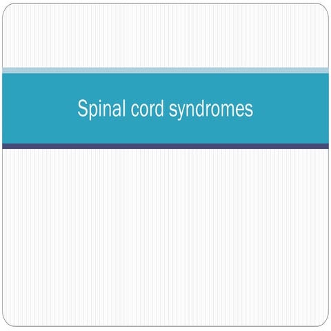 Spinal cord syndromes