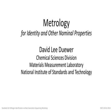 Metrology for Identity and Other Nominal Properties