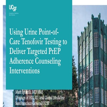 Using Urine Point-of-Care Tenofovir Testing to Deliver Targeted PrEP Adherenc...