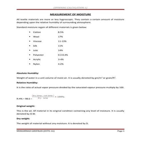 Spinning calculations