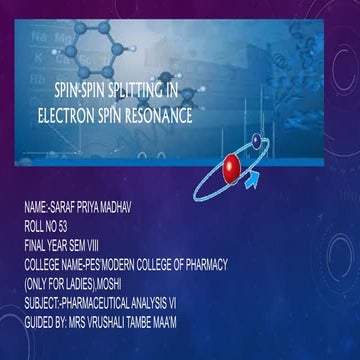 Spin spin splitting in esr