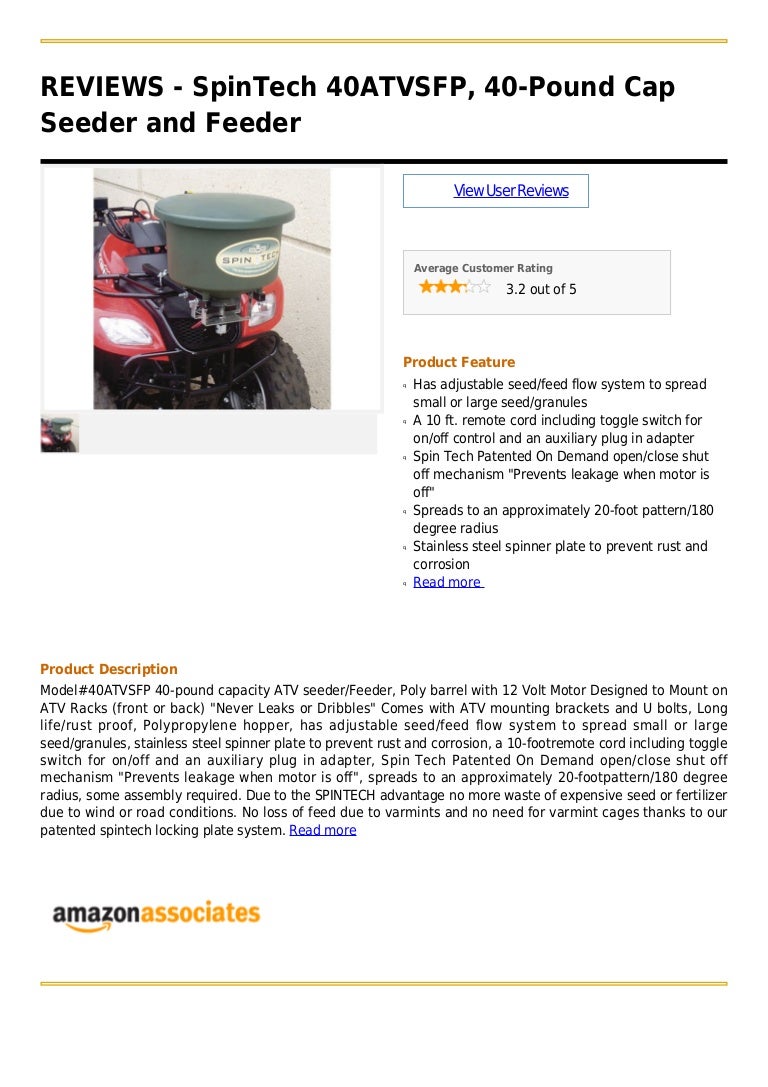 Spin Tech 40atvsfp 40 Pound Cap Seeder And Feeder