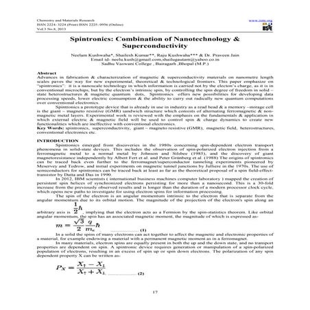 Spintronics combination of nanotechnology & superconductivity