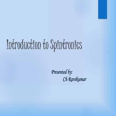 Introduction to Spintronics by Ch.Ravikumar