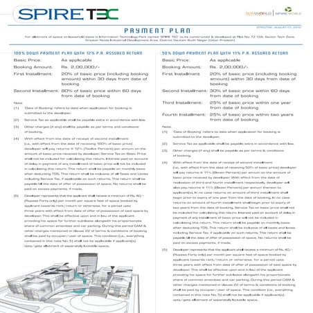 Spire tech  pyament plan