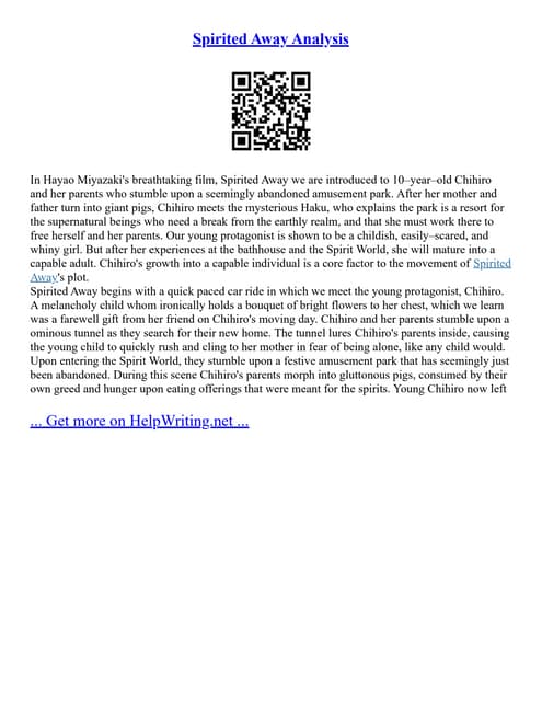 Spirited Away Analysis