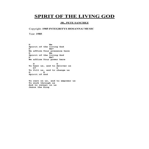 Spirit of the living god | DOCX