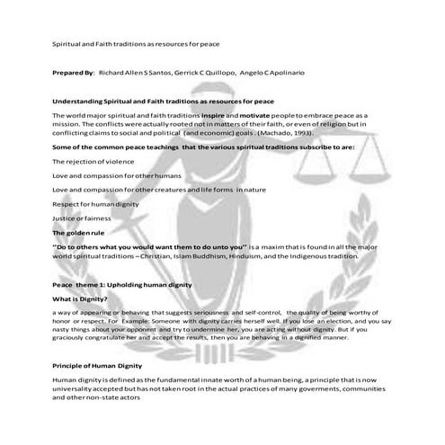 Spiritual and-faith-traditions-as-resources-for-peace and Human Rights 