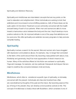Spirituality and addiction recovery Spirituality and addiction recovery