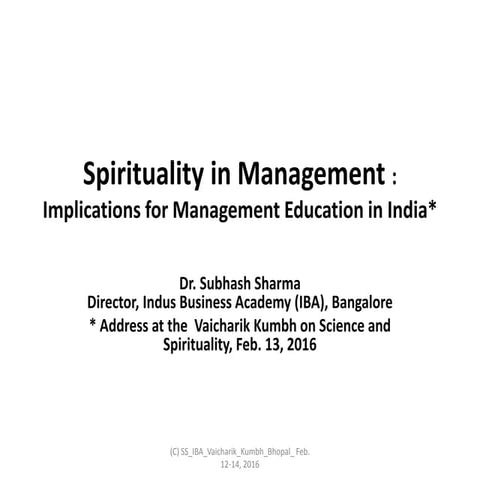 Spirituality in Management: Implications for Management Education in ...