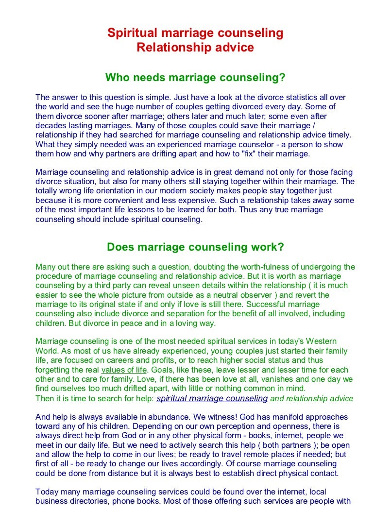 Spiritual Marriage Counseling