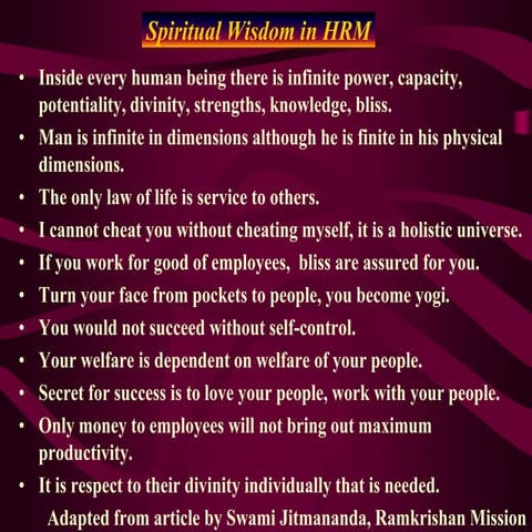 Spiritual Wisdom in HRM