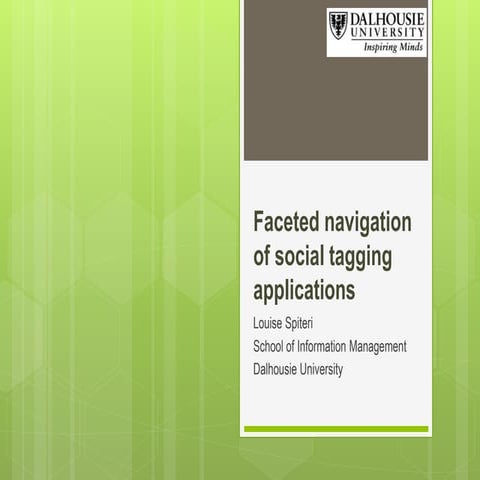 Faceted navigation of social tagging applications