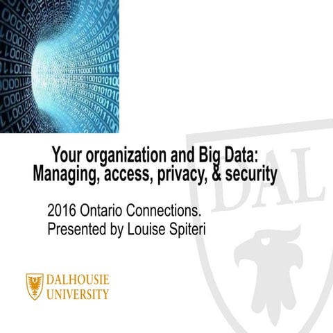 Your organization and Big Data: Managing access, privacy, and security