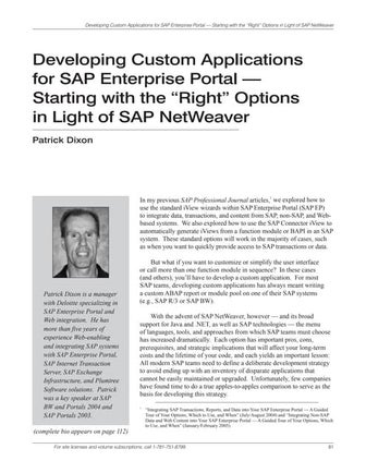 Developing Custom Applications  for SAP Enterprise Portal 
