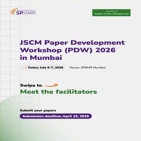 JSCM Paper Development Workshop (PDW) 2026 in Mumbai | PDF