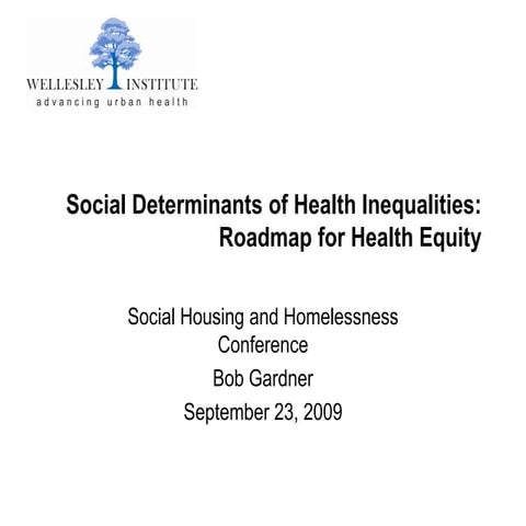 Social Determinants of Health Inequalities: Roadmap for Health Equity