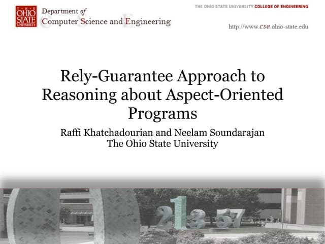  Rely-Guarantee Approach to Reasoning about Aspect-Oriented Programs