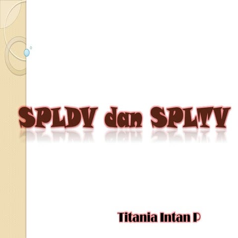 SPLDV dan SPLTV