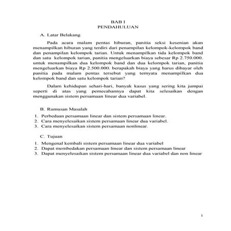 Sistem Persamaan Linear Dua Variabel