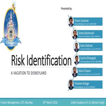 Risk Identification Exercise - Vacation to Disneyland