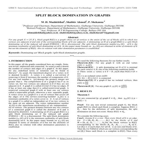Split block domination in graphs