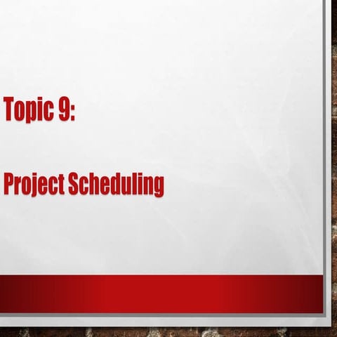 Project Scheduling 