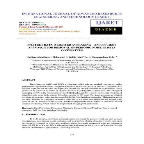 Split set data weighted averaging – an efficient approach for removal of peri...