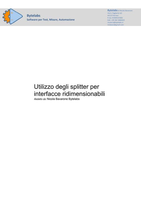 Ordinare il Front Panel con gli splitter in LabVIEW
