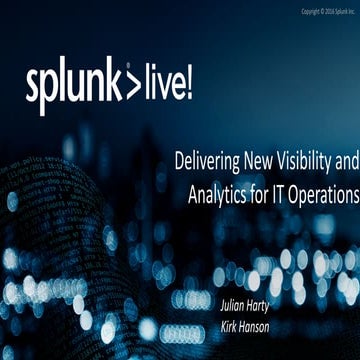 Splunk Enterprise for IT Troubleshooting Hands-On