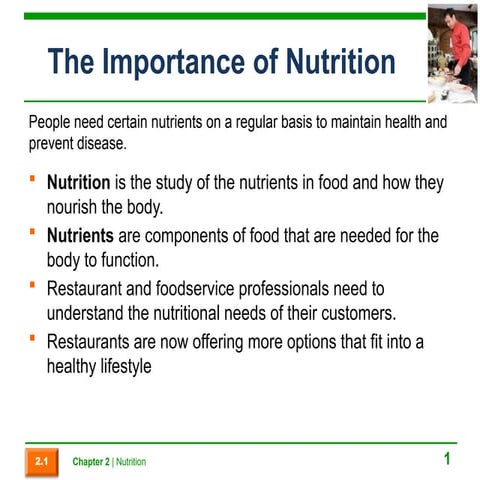 The importance of nutrition - all the important points covered. | PPTX