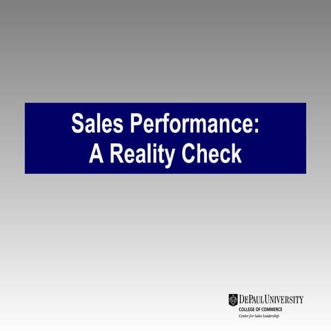 Sales Performance: A Reality Check