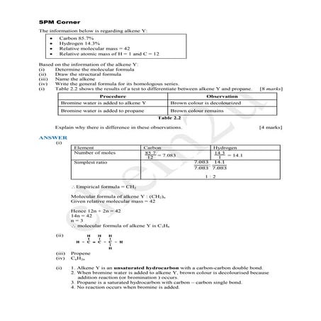 S P M  Corner  Alkenes