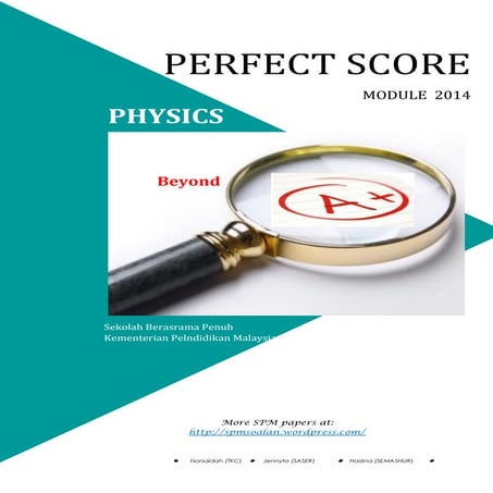 Modul perfect score sbp physics spm 2014 | DOC