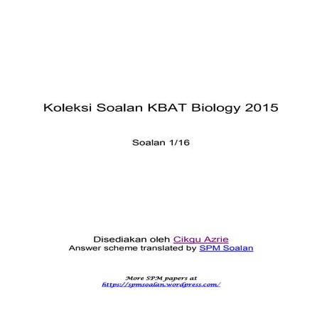 [Spmsoalan]soalan kbat 1 | PDF