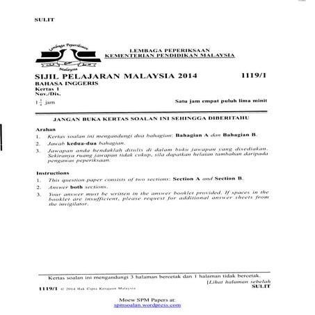 [Spmsoalan]soalan spm 2014 bi (1) | PDF
