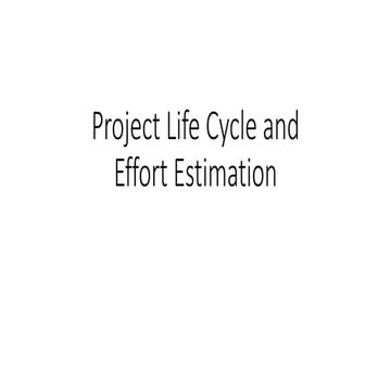 Project Life Cycle andEffort Estimation