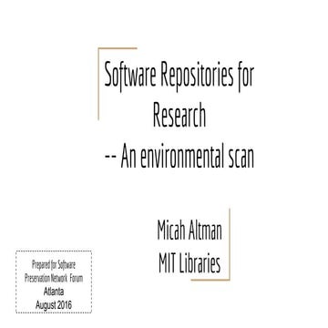 Software Repositories for Research -- An Environmental Scan