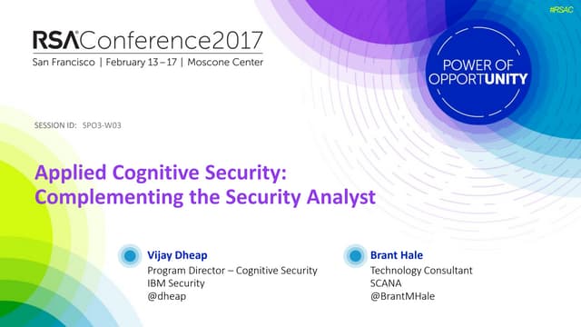 Applied cognitive security complementing the security analyst 