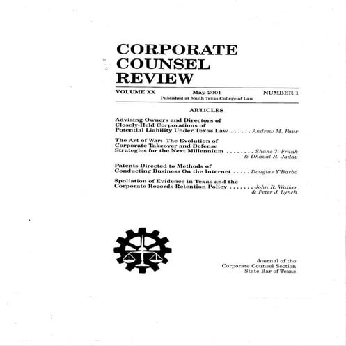 Spoiliation Of Evidence In Tx And Corp Records Retention Policy   Article