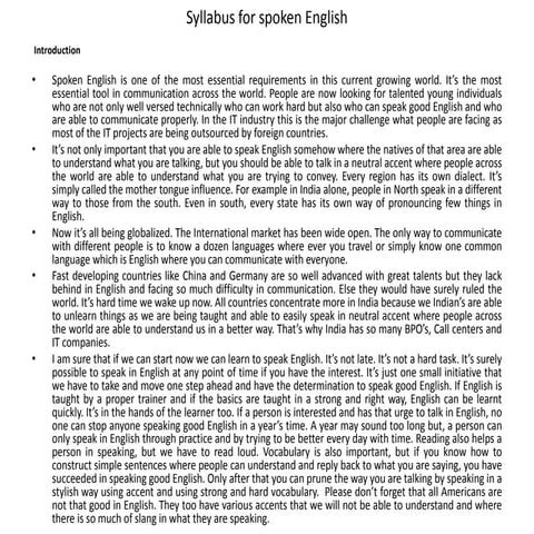 Spoken english syllabus power point