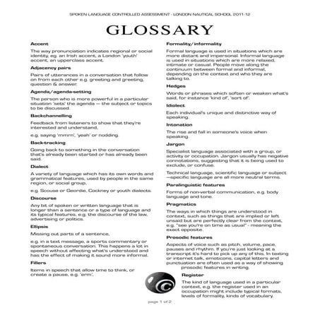 Spoken language glossary