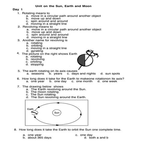 Planet rotation  (worksheet)