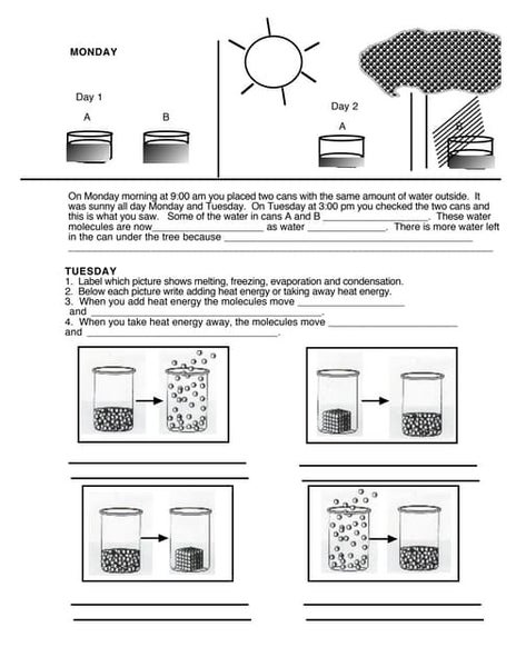 States of matter (Worksheet 8)