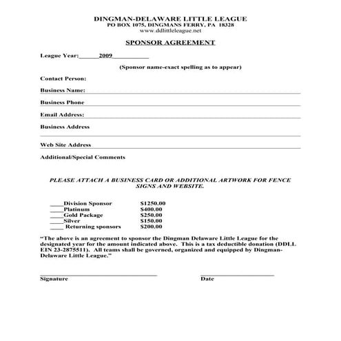 Sponsor Agreement A | DOC